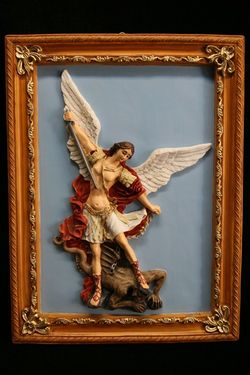 St Michael Archangel Italian Plaque Plate Statue 