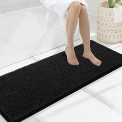 47x17 Black Long Bathroom Rugs