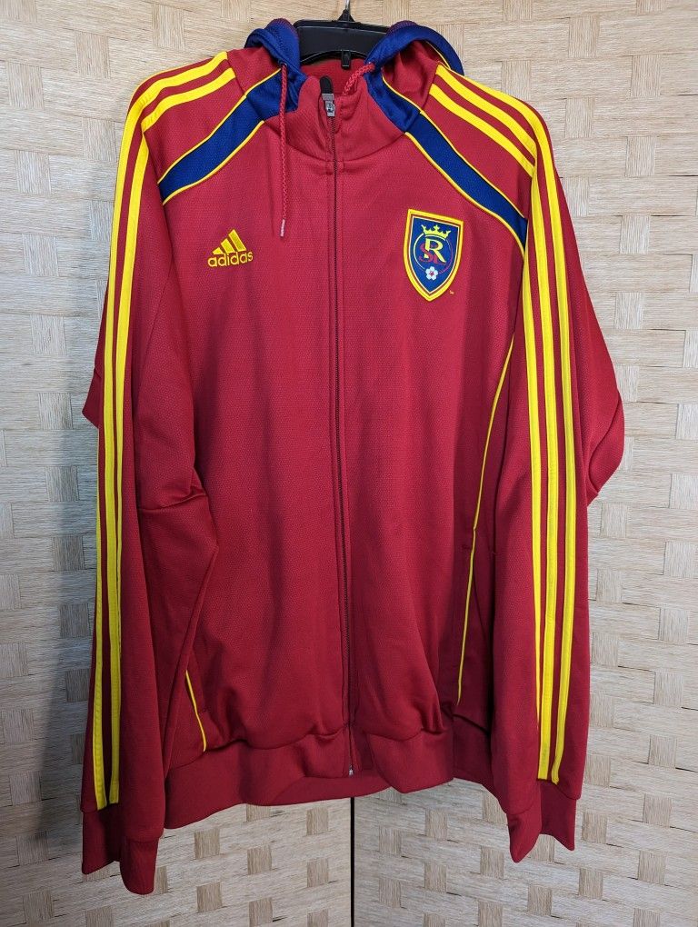 Adidas MLS Real Salt Lake Travel Hoodie Sz 2XL XXL Rare Red Soccer Men’s