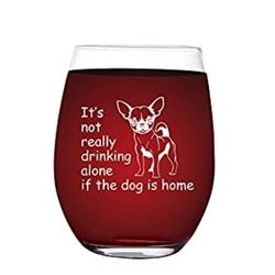 Stemless Wine Glass Funny Wine Glass laser Engraved 15 oz Chihuahua