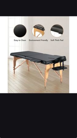Portable Black Massage Table with Adjustable Headrest