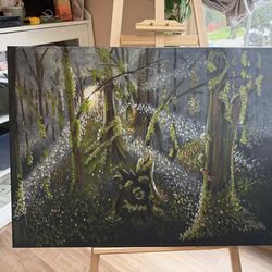 30x36” Acrylic and Gouache on Black Canvas