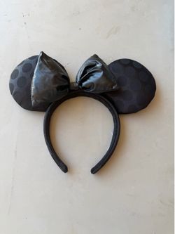 Disney So Black on Balck Polka Dot Bow Goth Minnie Mouse Ear Headband