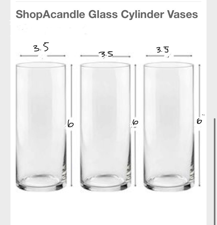 24 Glass cylinder vases 6” X 3.5”