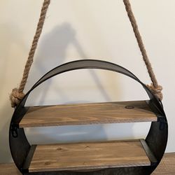 Wooden Round Hanging Shelf 