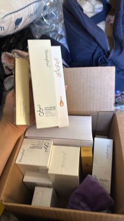 Box of skin care items
