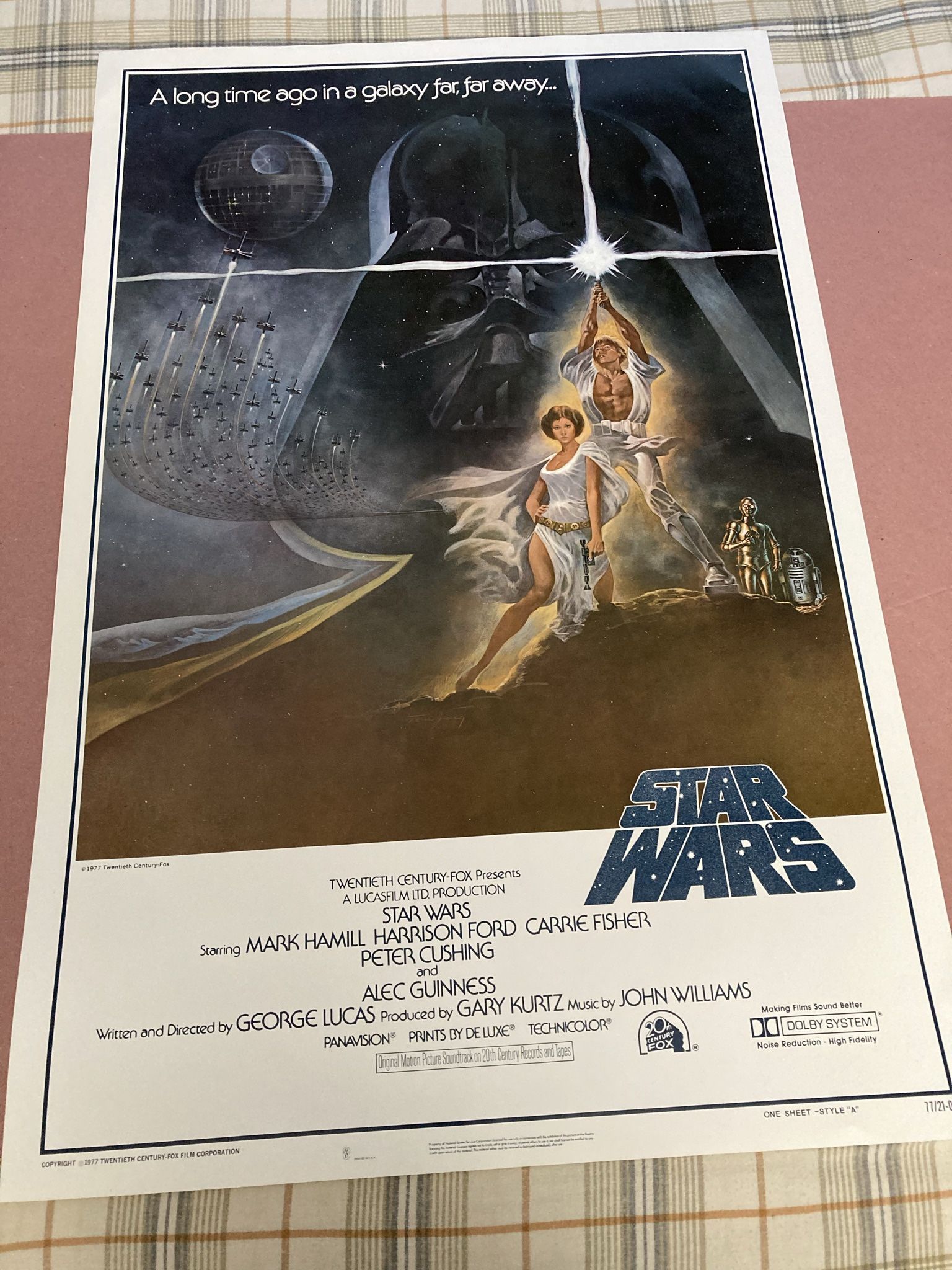 1977 Star Wars Poster. Never Folded With COA.