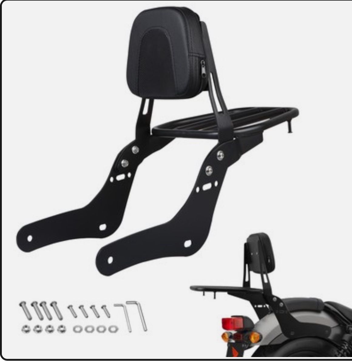 Eumti For Honda Rebel 500 CMX500 17-22 Black Backrest Sissy Bar w/ Rear Luggage Rack