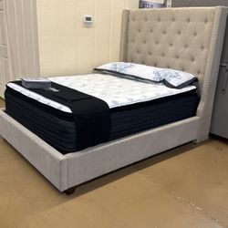 Queen Bed Frame (No Mattress Included) Available In Grey