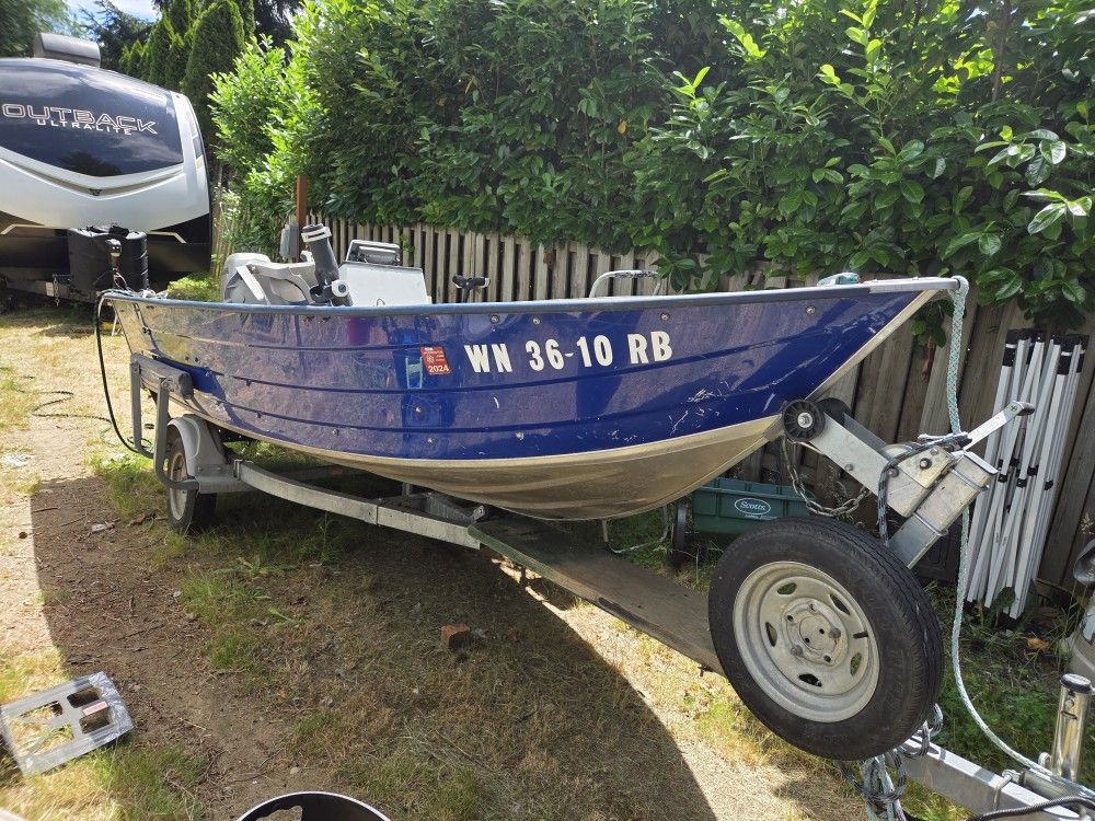 14 Ft All Aluminum Fishing Boat And Trailer 