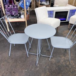 New Novogratz Poolside Gossip Collection, Heidi Outdoor/Indoor Bistro Set, 3 Piece. Light Grey