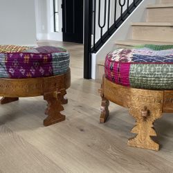 A Pair Of Wooden Stools/ Tables