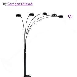 84" Tall Metal Floor Lamp With Black Finish And 5 Adjustable Arch Arms