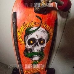 Mike Mcgill Late '80s Vintage Powell Peralta Skateboard /w Red & Blue T-Bones /w Gullwing trucks!