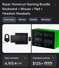 Razer Homerun Gaming Bundle Keyboard + Mouse + Pad + Headset Headsets