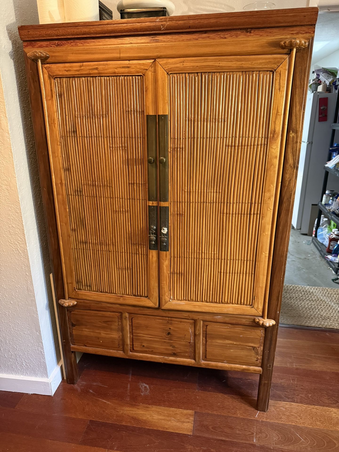Vintage Bamboo Armoire / Wardrobe