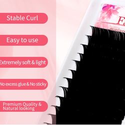 Eyelash Eye Lash Extension 0.07 D Curl Stable 14mm Natural Looking Matte Black Individual Single Professional Salon Use New Sealed NIB