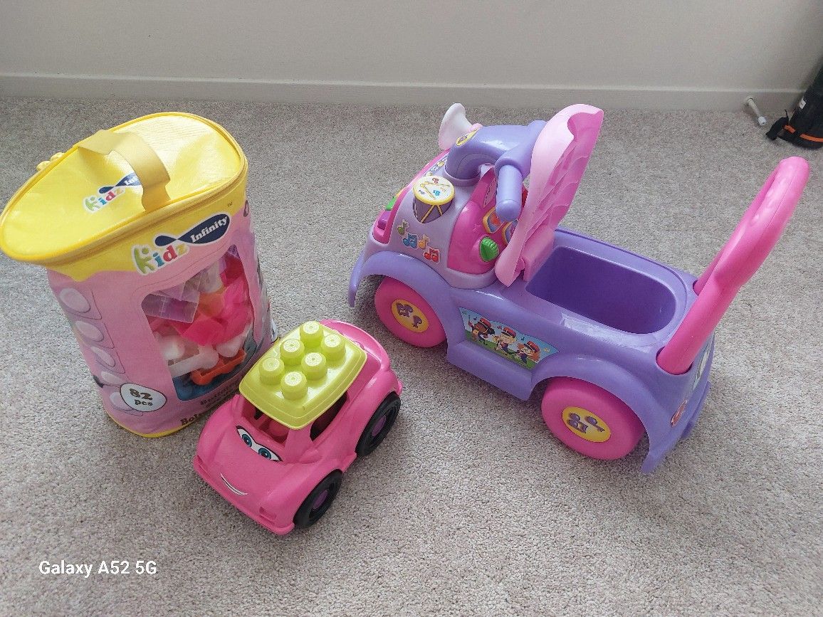 Little People Music Parade Purple Ride-On & Blocks