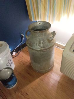 Vintage Galvanized Metal Milk Can