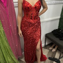 Red Dress Size 4 Corset Back