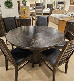 New Unique Teak wood 5 pc 60" Round Dining Table collection