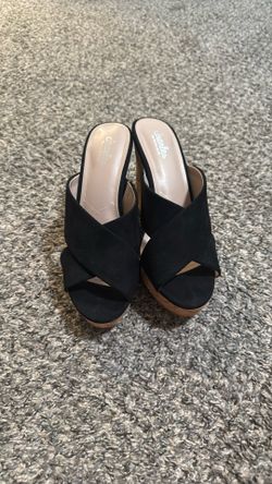 Charles David Cork And Black Wedge Sandal