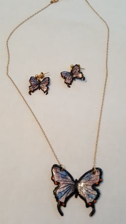 Costume Butterfly necklace and earring set