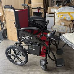 Morrean Electric Wheelchair Foldable Mobility Scooter Wheelchair for Adults Seniors,25 Miles Range,All Terrain,Red