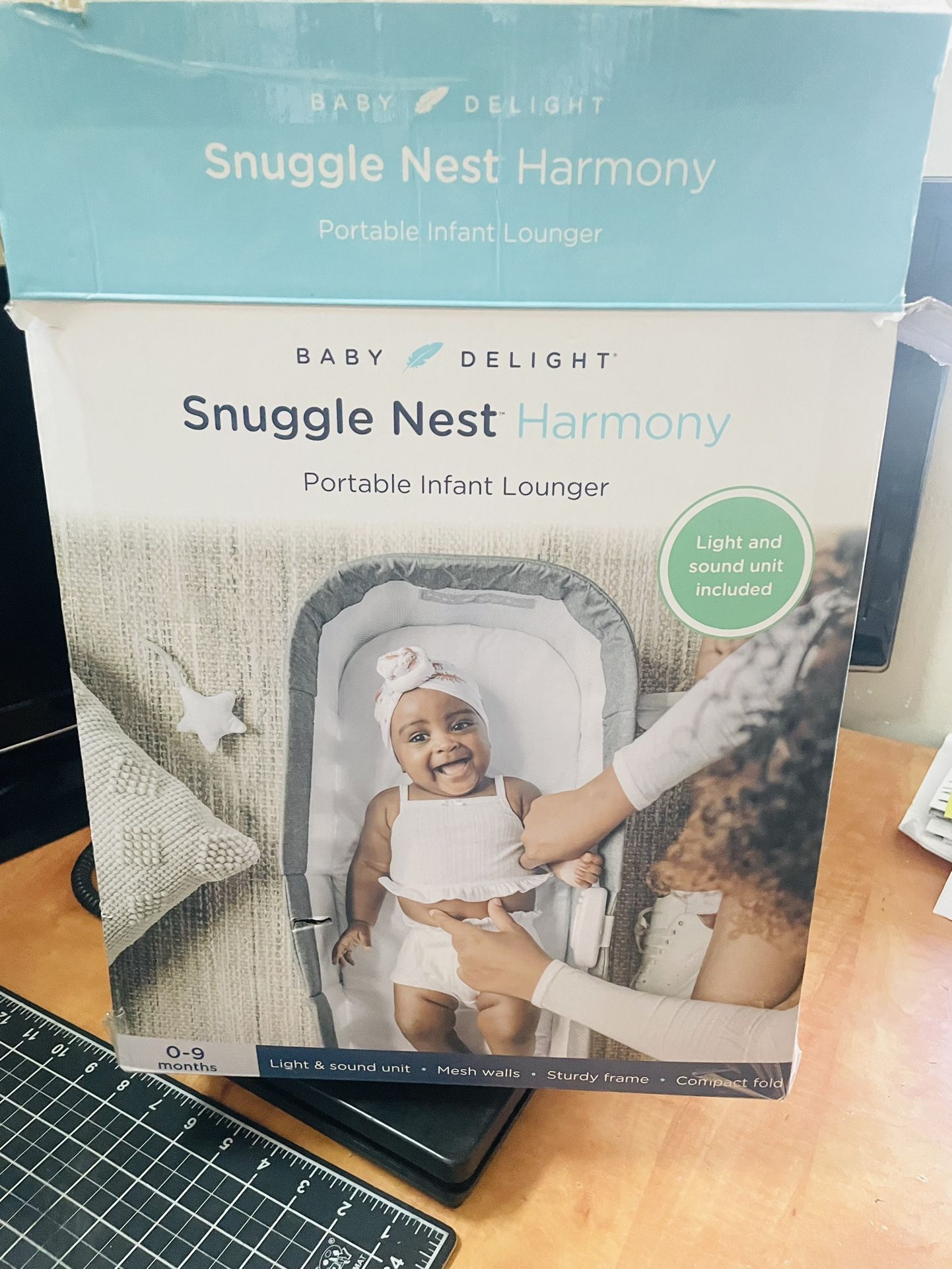 Baby Delight Snuggle Nest Harmony Portable Infant Lounger | Unique Patented Design | Charcoal Tweed