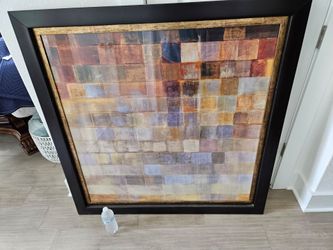 Very large glass frame Picture with Abstract Squares 45x45
