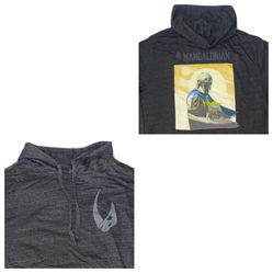 Star Wars The Mandalorian Gray Hoodie Sweatshirt Men’s 2XLT, 3XL, 3XLT, 4XL & 4XLT New