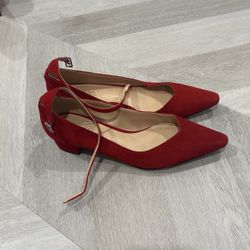 Franco Sarto Genuine Suede Low Heel Red Shoes