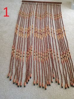 Vintage Handmade Wood Bead Curtains -Doorway Room Divider 36"X 76" WOW