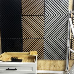 24in x 24in Decorative Wood Acoustic Wall Panel – Modern 3D Design