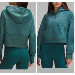 Lululemon Scuba Oversized Half Zip Hoodie Sparkly Green Women’s Size M/L