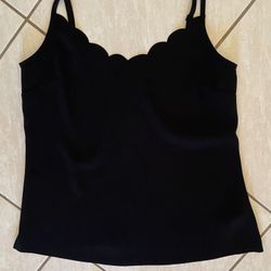 Ted Baker London Scallop Edge Camisole Top Black Size 2 Adjustable Straps