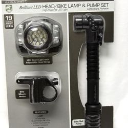 Brilliant LED Bike/Head Lamp and Pump Set