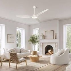 65 in. Smart LED Indoor Industrial White Low Profile Embedded Semi Flush Mount Ceiling Fan with Light Kit with Remote