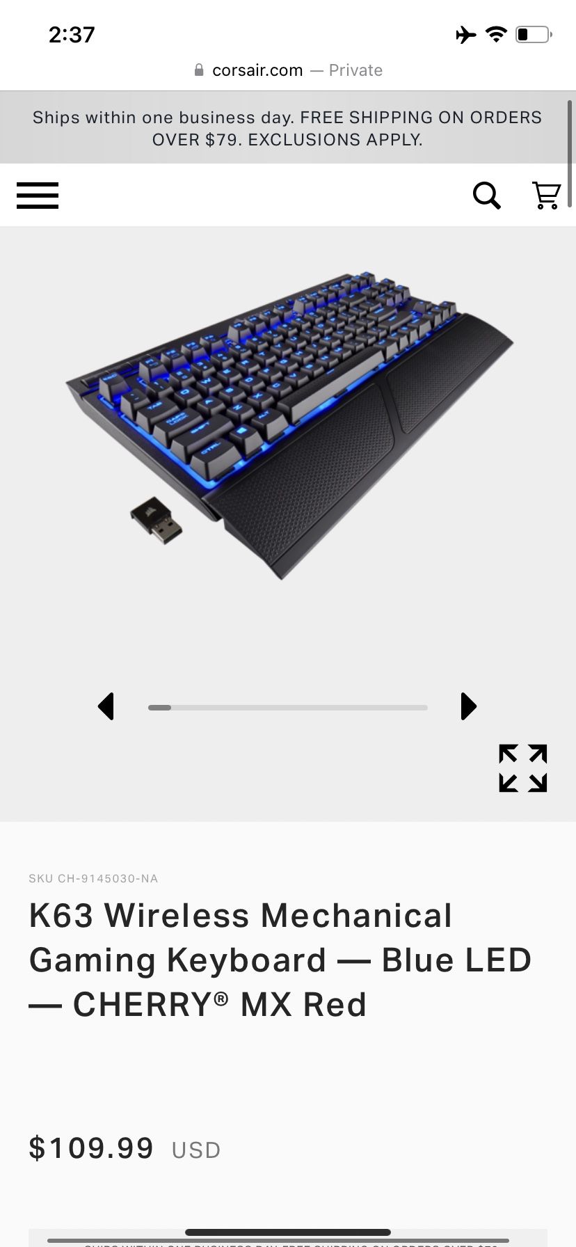 K63 Wireless Mechanical Gaming Keyboard - Blue LED CHERRY® MX Red