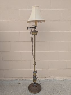 Vintage Brass Floor Lamp with Shade
