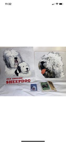 OLD ENGLISH SHEEPDOG lot 2 Felt sheets 1 magnet 1 patch Crafts Sewing