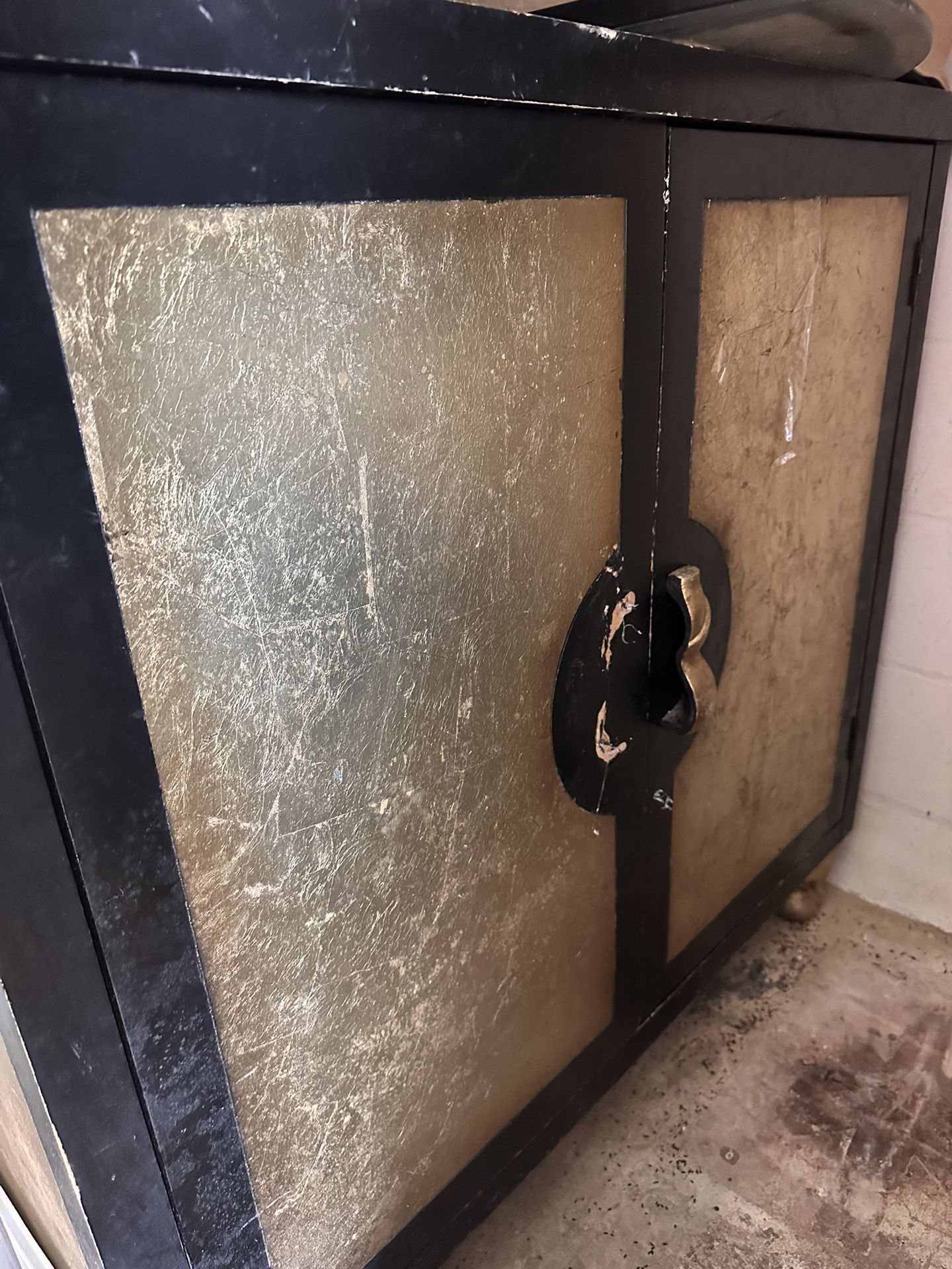 Antique Black And Gold Cabinet