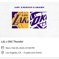 Lakers Vs OKC Thunder 2/9/26- 2 Tix