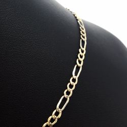 Gold Chain Figaro 3-Tone Solid New 
