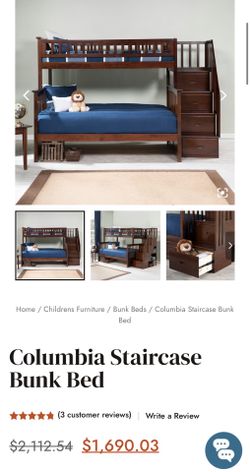 BRAND NEW Twin Over Full Solid Wood Bunk Bed - Storage Stairs (New In Box)