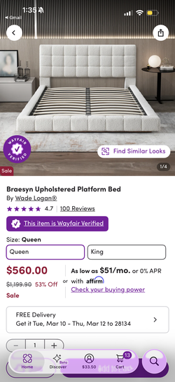 White bubble king size bedframe