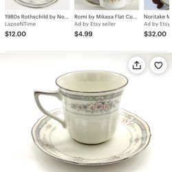1 - Vintage 1980’s Rothschild by Noritake 7293 -  Flat Cup & Saucer