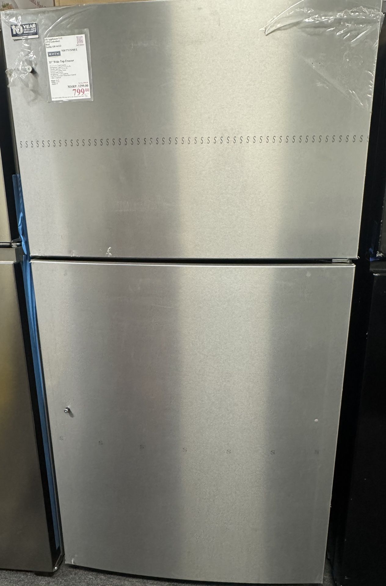 Maytag 33" Wide Top Freezer