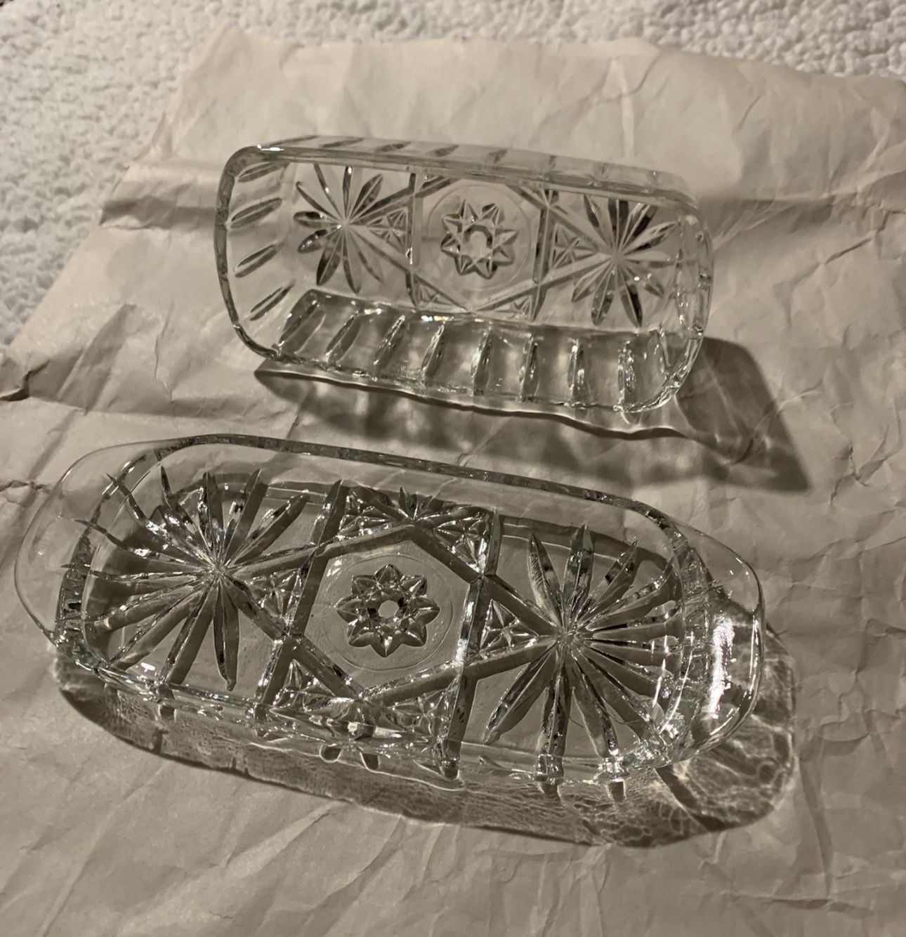 Butter/ Cheese Dish (Vintage)Cutting Glass