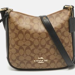 NWOT Coach Ellie File Crossbody Bag In Signature Canvas IM/Khaki Black